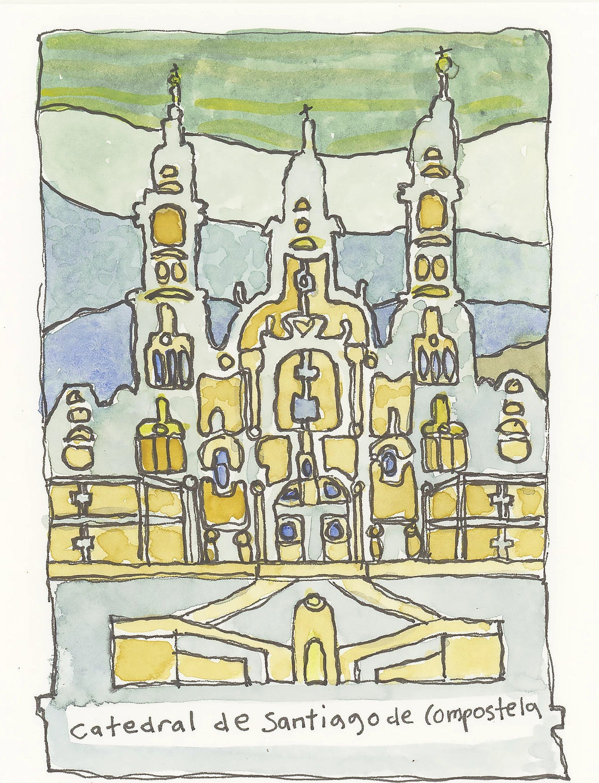 Camino sketch of Catedral de Santiago de Compostela façade