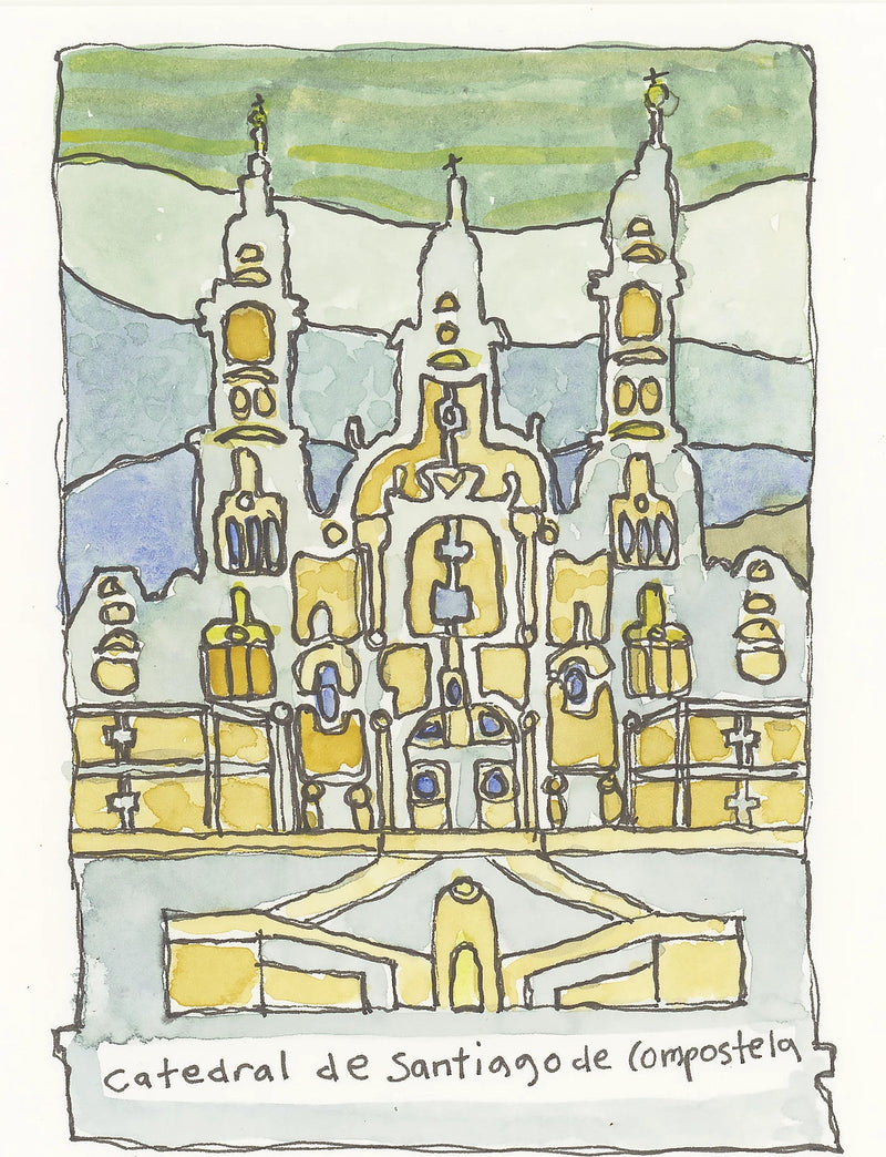 Camino sketch of Catedral de Santiago de Compostela façade